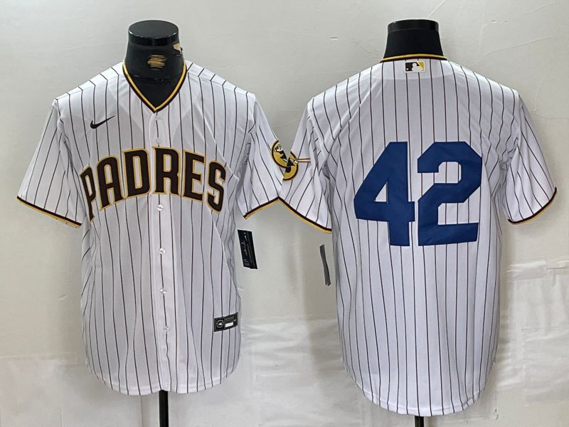 Men San Diego Padres #42 No Name White stripe Game 2024 Nike MLB Jersey style 1